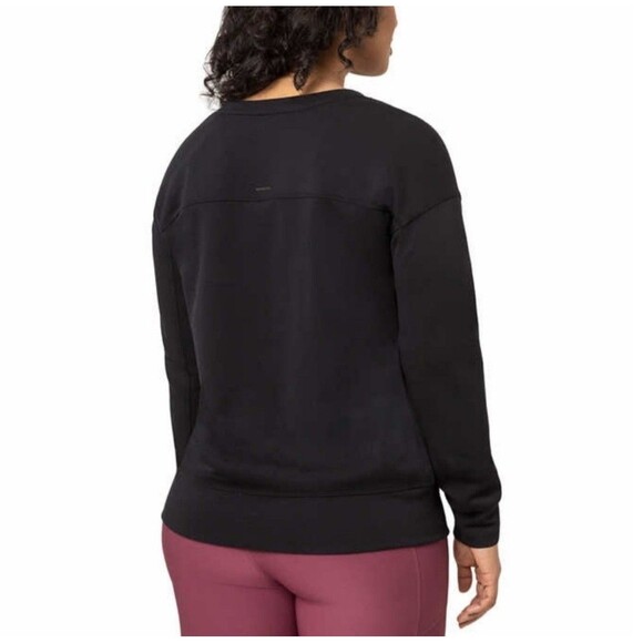 Mondetta Womens M Drop Shoulders Scuba Crewneck Relaxed Sweatshirt Stretch Black - Picture 2 of 8